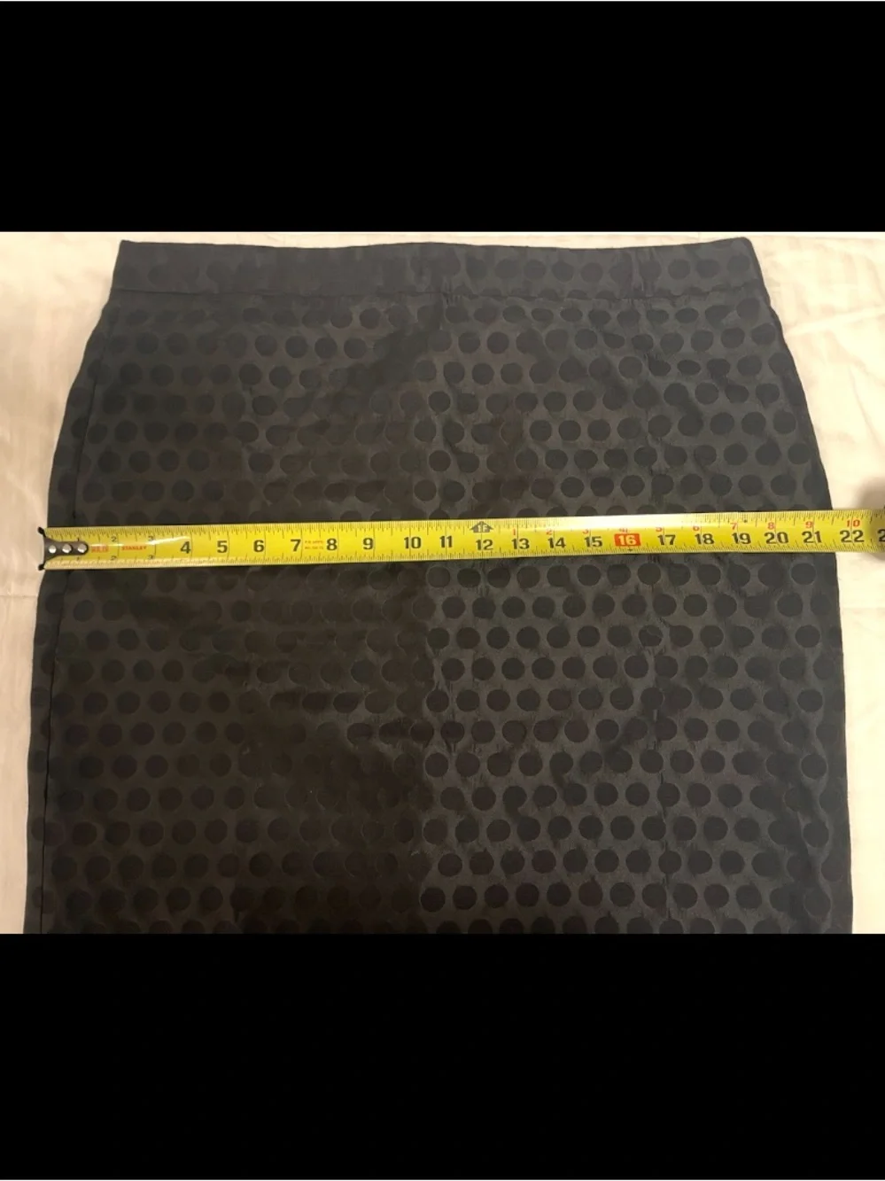 J.Crew The Pencil Skirt Black Sateen Polka Dot Knee Length Size 14 Career GUC